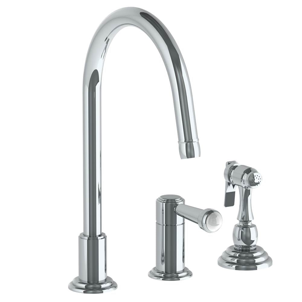 Watermark - Deck Mounted 3 Hole Gooseneck Kitchen Faucet - Includes Side Spray - Vintage Copper