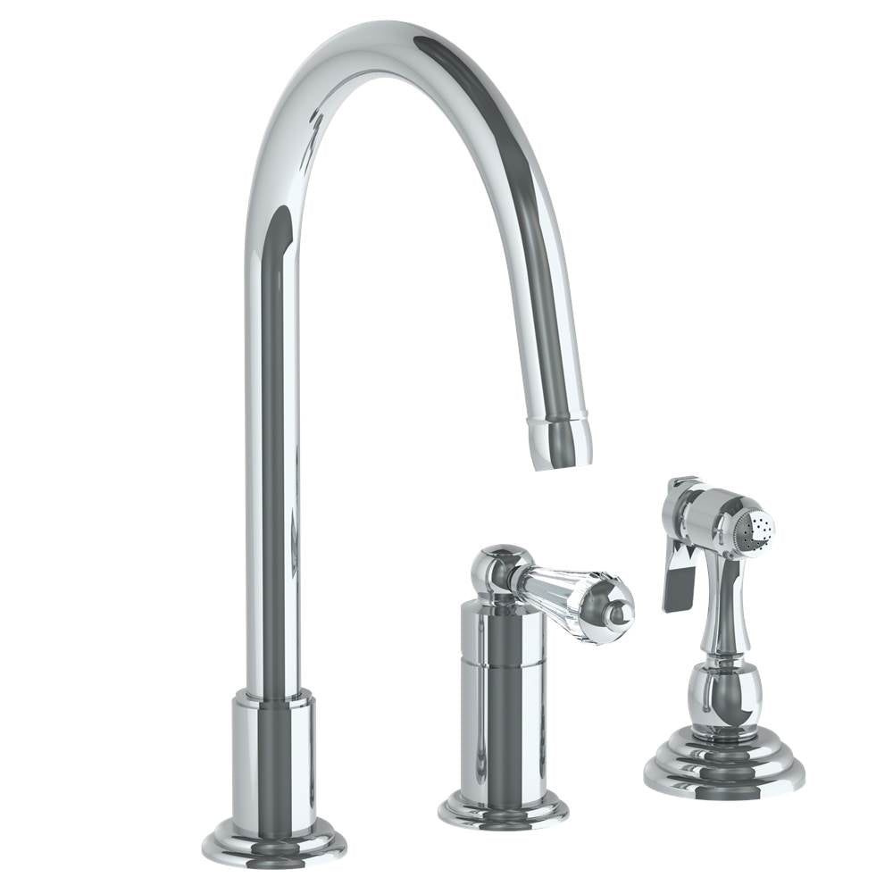 Watermark - Deck Mounted 3 Hole Gooseneck Kitchen Faucet - Includes Side Spray - Vintage Copper