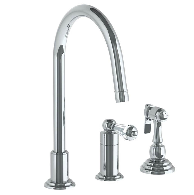 Watermark - Deck Mounted 3 Hole Gooseneck Kitchen Faucet - Includes Side Spray - Vintage Copper