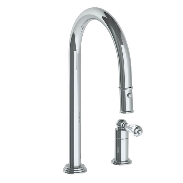 Watermark - Deck Mounted 2 Hole Gooseneck Kitchen Faucet with Pull Down Spray - Vintage Copper