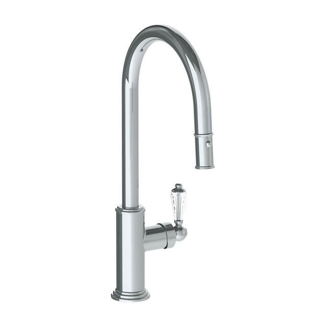 Watermark - Deck Mounted 1 Hole Gooseneck Kitchen Faucet with Pull Down Spray - High Spout - Vintage Copper