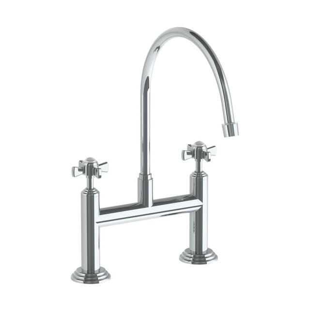 Watermark - Deck Mounted Bridge Extended Gooseneck Kitchen Faucet - Vintage Copper
