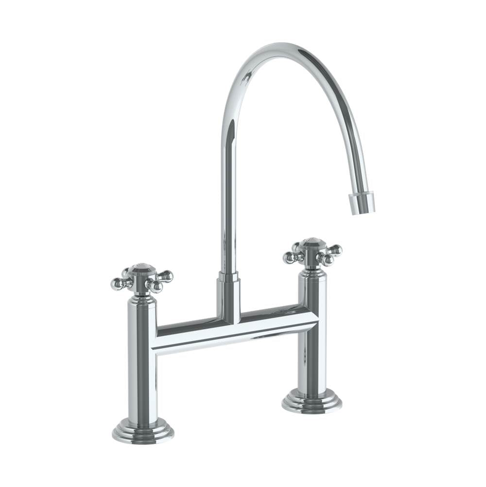 Watermark - Deck Mounted Bridge Extended Gooseneck Kitchen Faucet - Vintage Copper