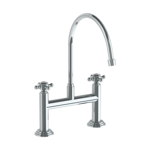 Watermark - Deck Mounted Bridge Extended Gooseneck Kitchen Faucet - Vintage Copper