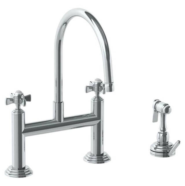 Watermark - Deck Mounted Bridge Kitchen Faucet with Independent Side Spray - Vintage Copper