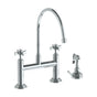 Watermark - Deck Mounted Bridge Extended Gooseneck Kitchen Faucet with Independent Side Spray - Vintage Copper