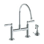 Watermark - Deck Mounted Bridge Extended Gooseneck Kitchen Faucet with Independent Side Spray - Vintage Copper