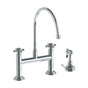 Watermark - Deck Mounted Bridge Extended Gooseneck Kitchen Faucet with Independent Side Spray - Vintage Copper