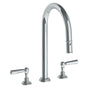 Watermark - Deck Mounted 3 Hole Gooseneck Kitchen Faucet with Pull Down Spray - Vintage Copper