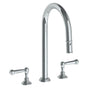 Watermark - Deck Mounted 3 Hole Gooseneck Kitchen Faucet with Pull Down Spray - Vintage Copper