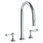 Watermark - Deck Mounted 3 Hole Gooseneck Kitchen Faucet with Pull Down Spray - Vintage Copper