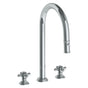 Watermark - Deck Mounted 3 Hole Gooseneck Kitchen Faucet with Pull Down Spray - Vintage Copper
