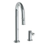 Watermark - Deck Mounted 2 Hole Gooseneck Prep Faucet with Pull Down Spray - Vintage Copper