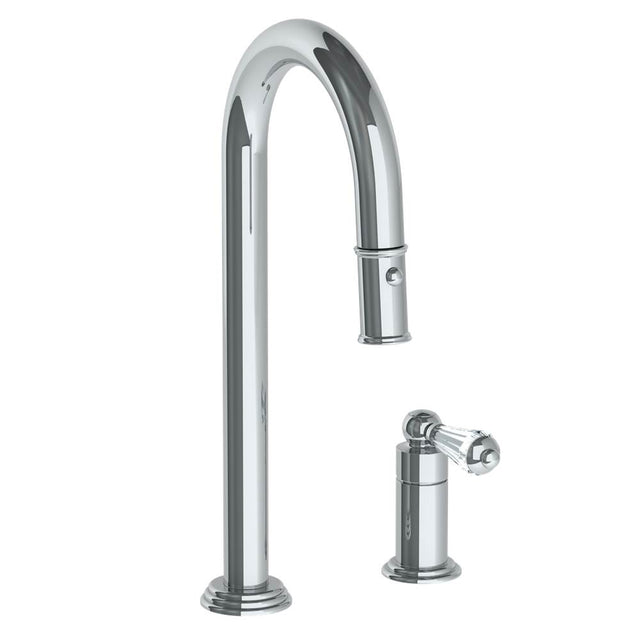 Watermark - Deck Mounted 2 Hole Gooseneck Prep Faucet with Pull Down Spray - Vintage Copper
