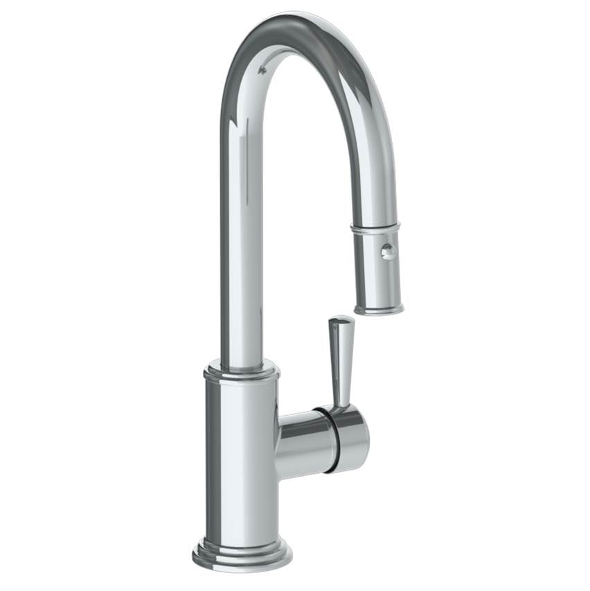 Watermark - Deck Mounted 1 Hole Gooseneck Prep Faucet with Pull Down Spray - Vintage Copper
