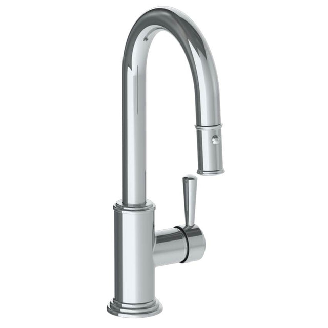 Watermark - Deck Mounted 1 Hole Gooseneck Prep Faucet with Pull Down Spray - Vintage Copper