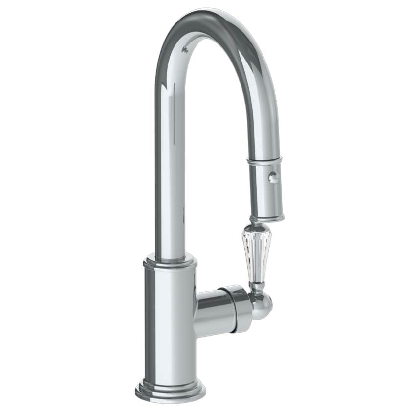 Watermark - Deck Mounted 1 Hole Gooseneck Prep Faucet with Pull Down Spray - Vintage Copper