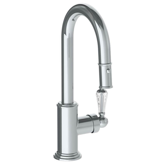 Watermark - Deck Mounted 1 Hole Gooseneck Prep Faucet with Pull Down Spray - Vintage Copper