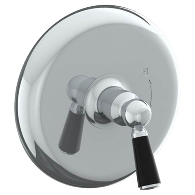 Watermark - Wall Mounted Pressure Balance Shower Trim, 7'' dia. (shown with optional black handle inserts) - Vintage Copper