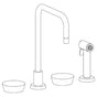 Watermark - Deck Mounted 4 Hole Square Top Kitchen Set -  Includes Side Spray - Vintage Copper
