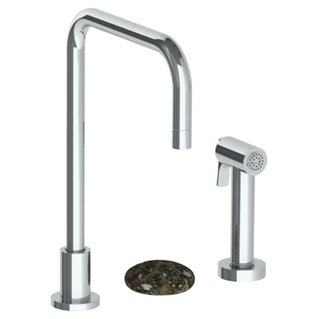 Watermark - Deck Mounted 3 Hole Square Top Kitchen Set -  Includes Side Spray - Vintage Copper
