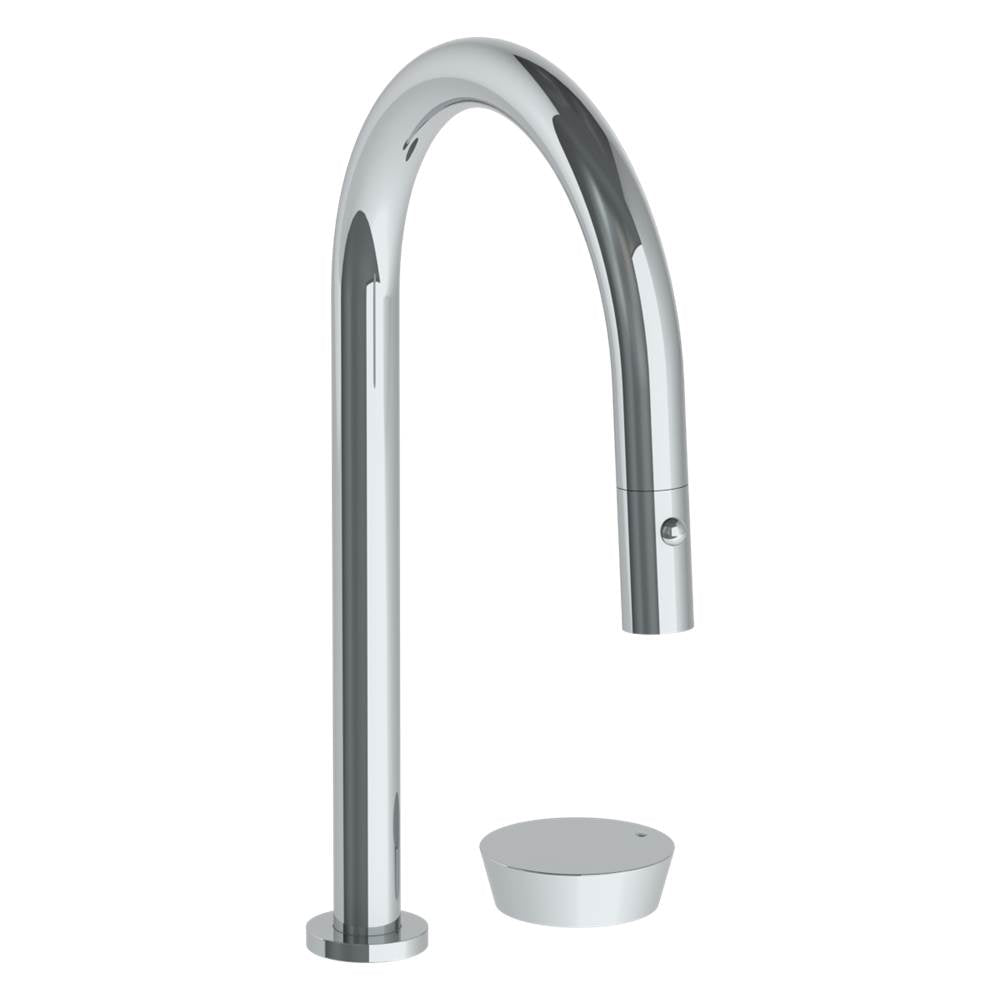 Watermark - Deck Mounted 2 Hole Gooseneck Kitchen Faucet with Pull Down Spray - Vintage Copper