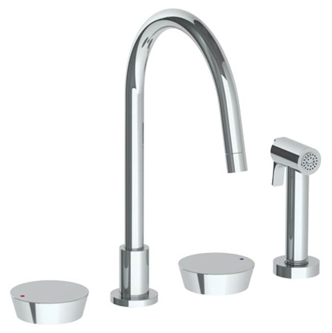 Watermark - Deck Mounted 4 Hole Gooseneck Kitchen Set -  Includes Side Spray - Vintage Copper