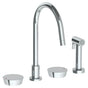 Watermark - Deck Mounted 4 Hole Gooseneck Kitchen Set -  Includes Side Spray - Vintage Copper