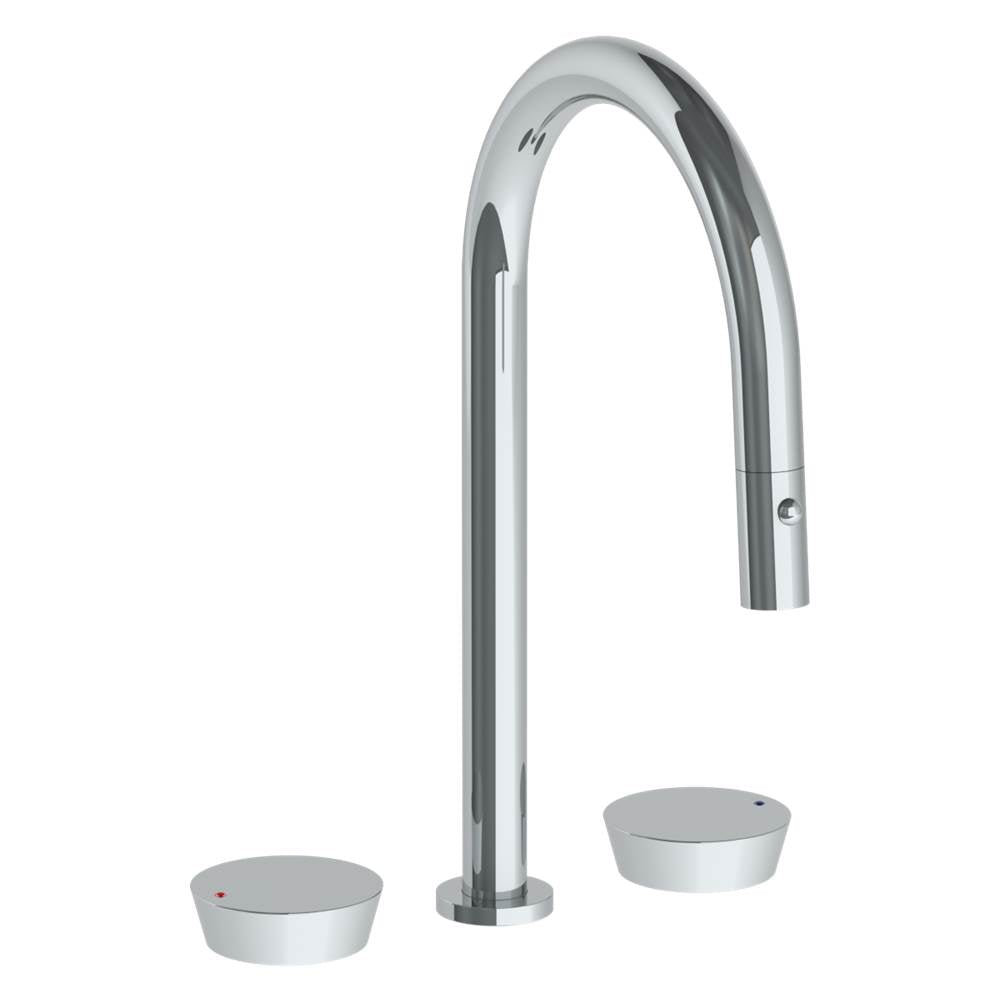 Watermark - Deck Mounted 3 Hole Gooseneck Top Kitchen Faucet with Pull Down Spray - Vintage Copper