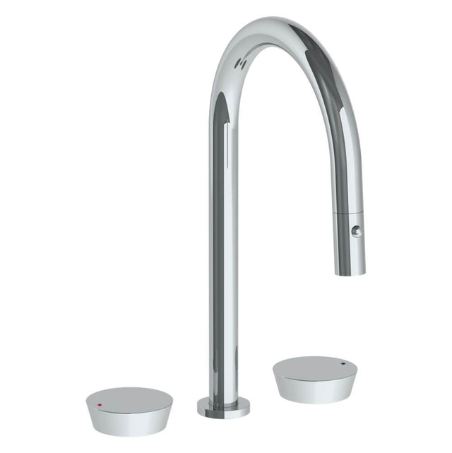Watermark - Deck Mounted 3 Hole Gooseneck Top Kitchen Faucet with Pull Down Spray - Vintage Copper