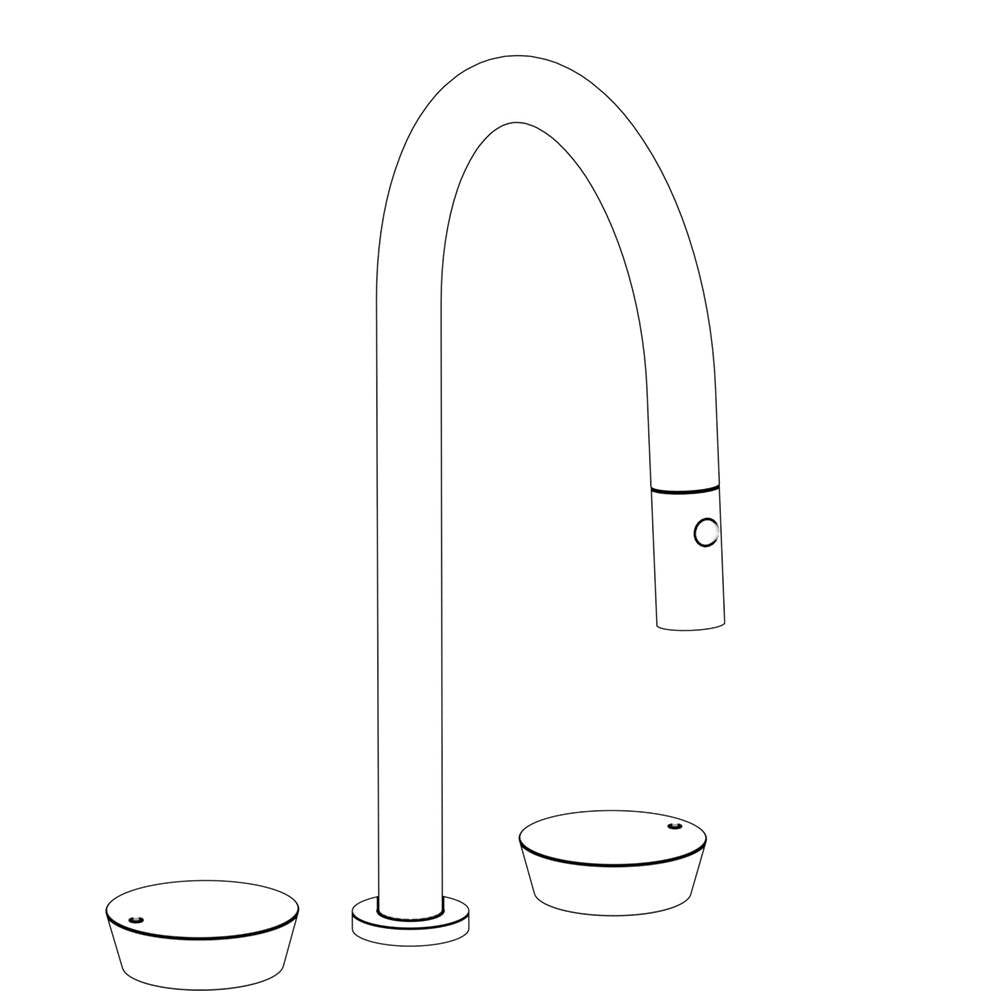 Watermark - Deck Mounted 3 Hole Gooseneck Top Kitchen Faucet with Pull Down Spray - Vintage Copper