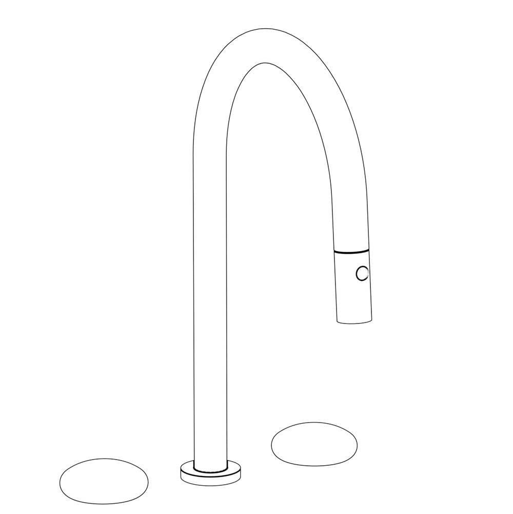 Watermark - Deck Mounted 3 Hole Gooseneck Top Kitchen Faucet with Pull Down Spray - Vintage Copper