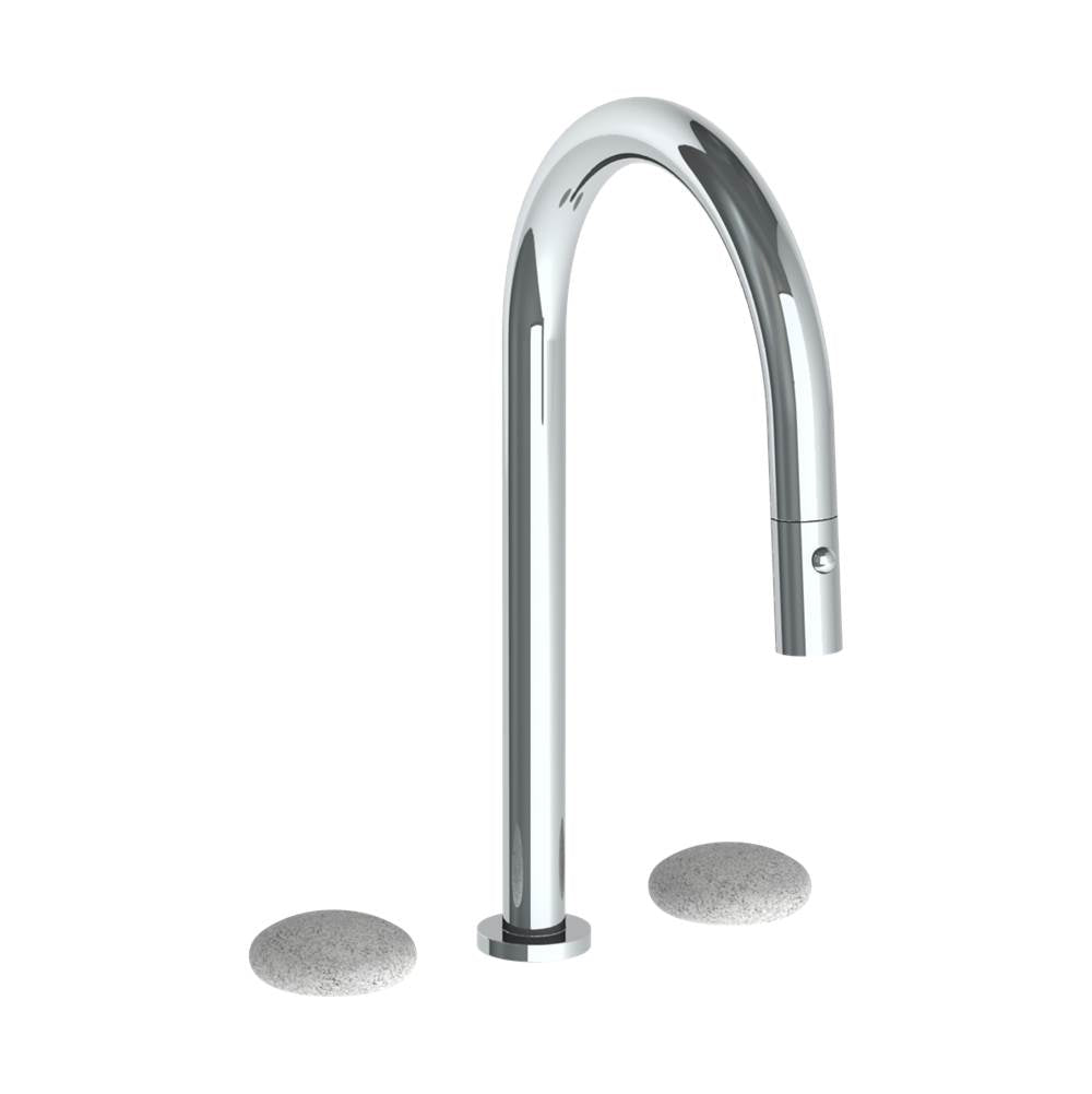 Watermark - Deck Mounted 3 Hole Gooseneck Top Kitchen Faucet with Pull Down Spray - Vintage Copper