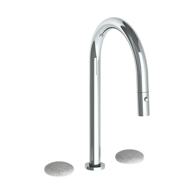 Watermark - Deck Mounted 3 Hole Gooseneck Top Kitchen Faucet with Pull Down Spray - Vintage Copper