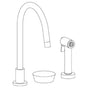 Watermark - Deck Mounted 3 Hole Gooseneck Kitchen Set -  Includes Side Spray - Vintage Copper
