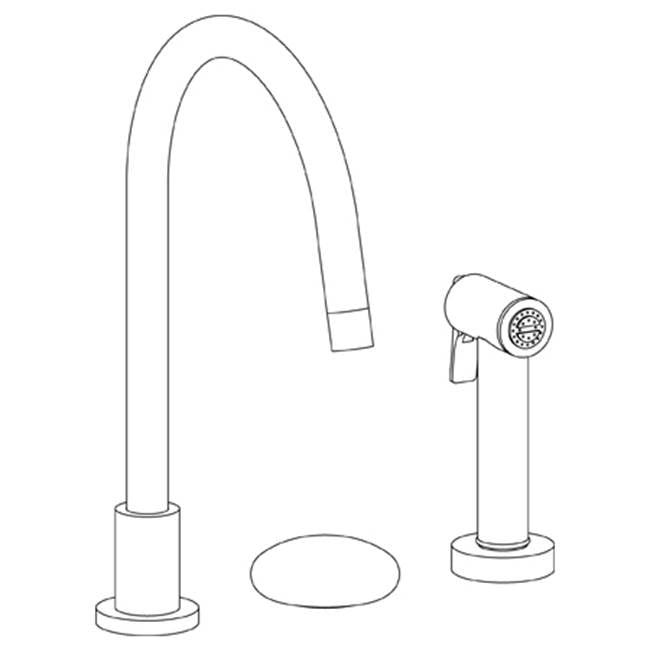 Watermark - Deck Mounted 3 Hole Gooseneck Kitchen Set -  Includes Side Spray - Vintage Copper