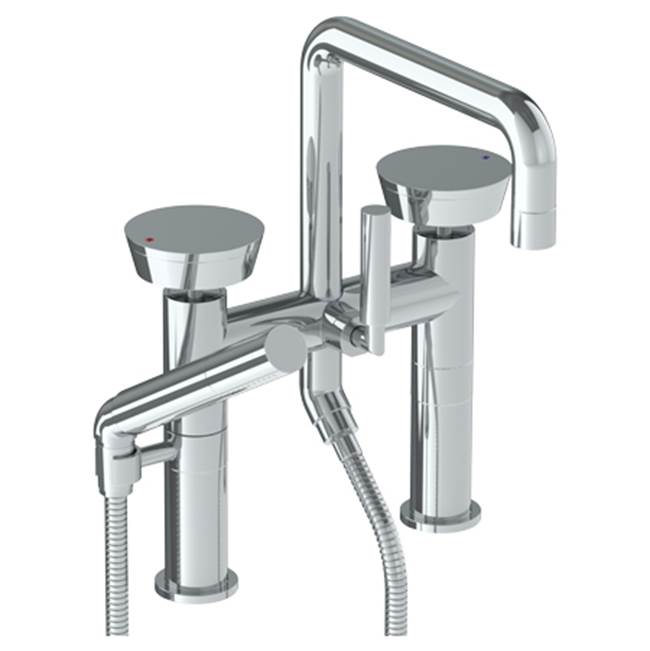 Watermark - Deck Mounted Square Exposed Bath Set with Hand Shower - Polished Natural Brass