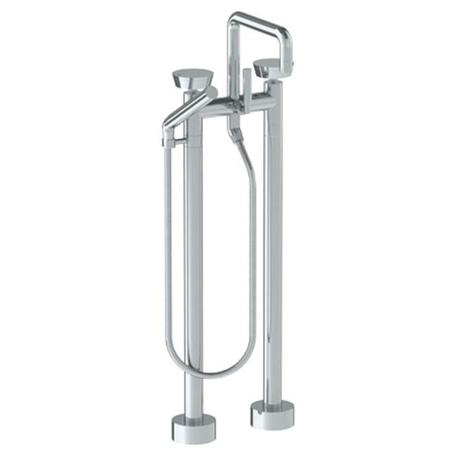 Watermark - Floor Standing Square Bath set with Slim Hand Shower - Vintage Copper