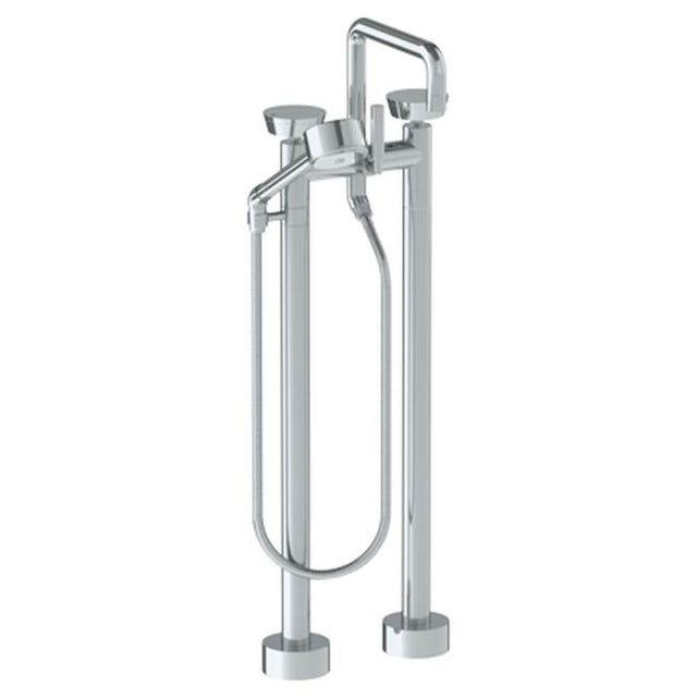 Watermark - Floor Standing Square Bath set with Volume Hand Shower - Vintage Copper