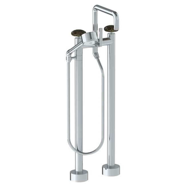 Watermark - Floor Standing Square Bath set with Volume Hand Shower - Vintage Copper