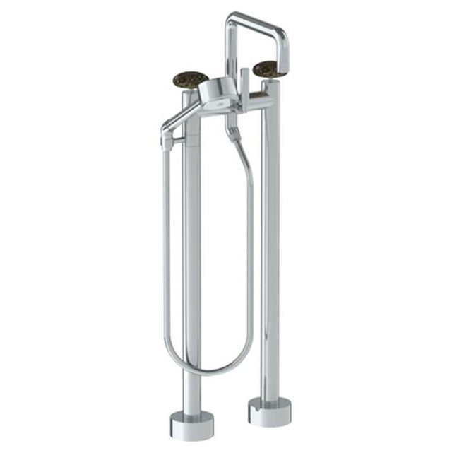 Watermark - Floor Standing Square Bath set with Volume Hand Shower - Vintage Copper