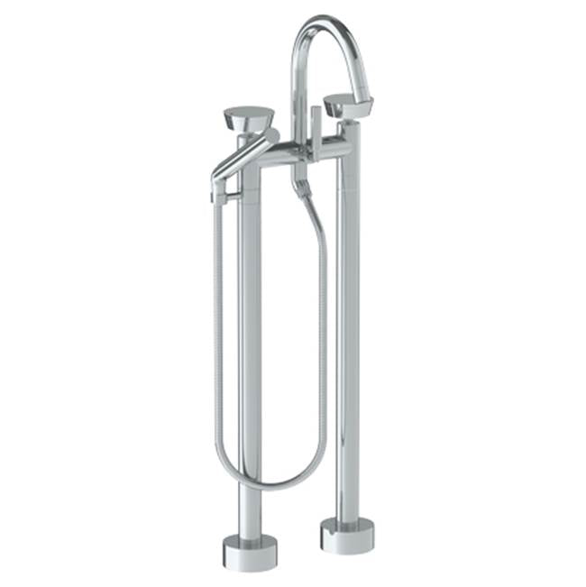 Watermark - Floor Standing Gooseneck Bath Set with Slim Hand Shower - Vintage Copper