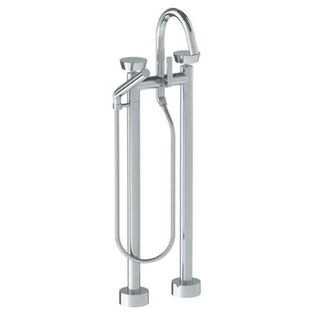 Watermark - Floor Standing Gooseneck Bath Set with Slim Hand Shower - Vintage Copper