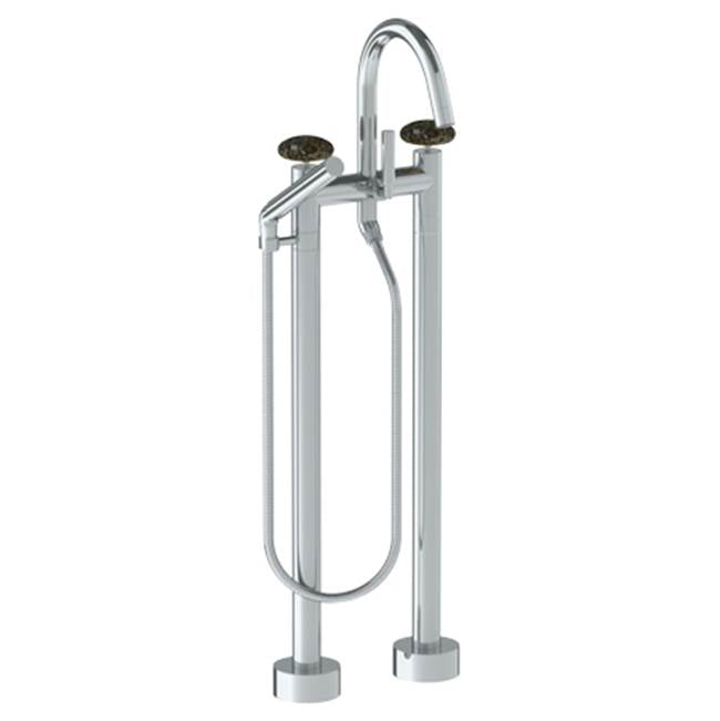 Watermark - Floor Standing Gooseneck Bath Set with Slim Hand Shower - Vintage Copper