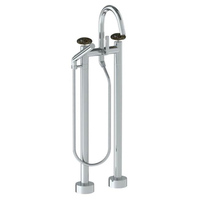 Watermark - Floor Standing Gooseneck Bath Set with Slim Hand Shower - Vintage Copper