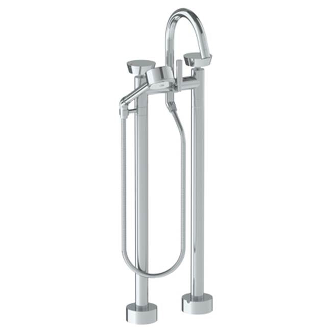 Watermark - Floor Standing Gooseneck Bath Set with Volume Hand Shower - Vintage Copper