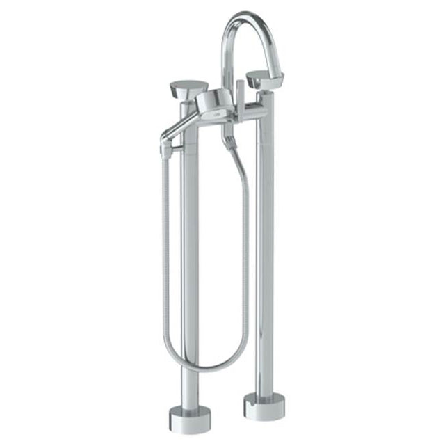 Watermark - Floor Standing Gooseneck Bath Set with Volume Hand Shower - Vintage Copper