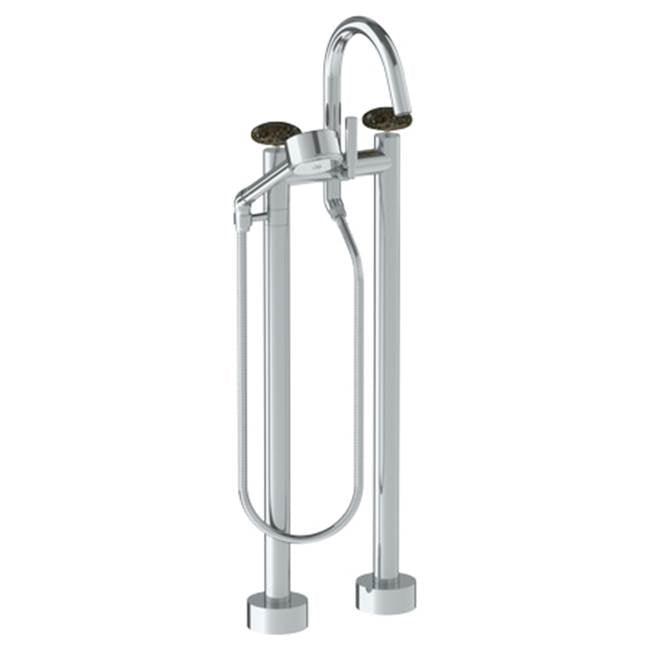 Watermark - Floor Standing Gooseneck Bath Set with Volume Hand Shower - Vintage Copper