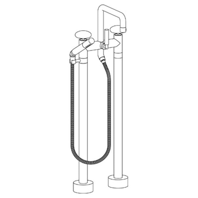 Watermark - Floor Standing Square Bath set with Slim Hand Shower - Vintage Copper