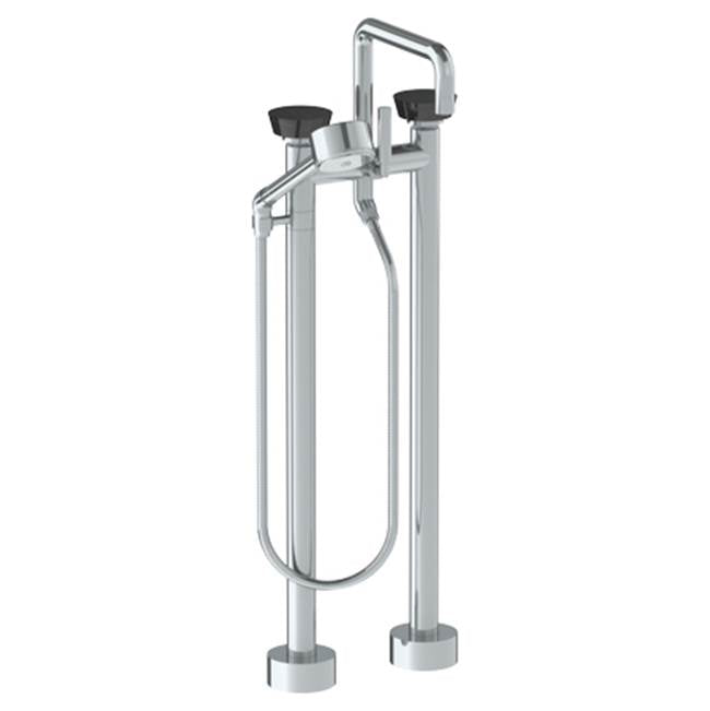 Watermark - Floor Standing Square Bath set with Volume Hand Shower - Vintage Copper